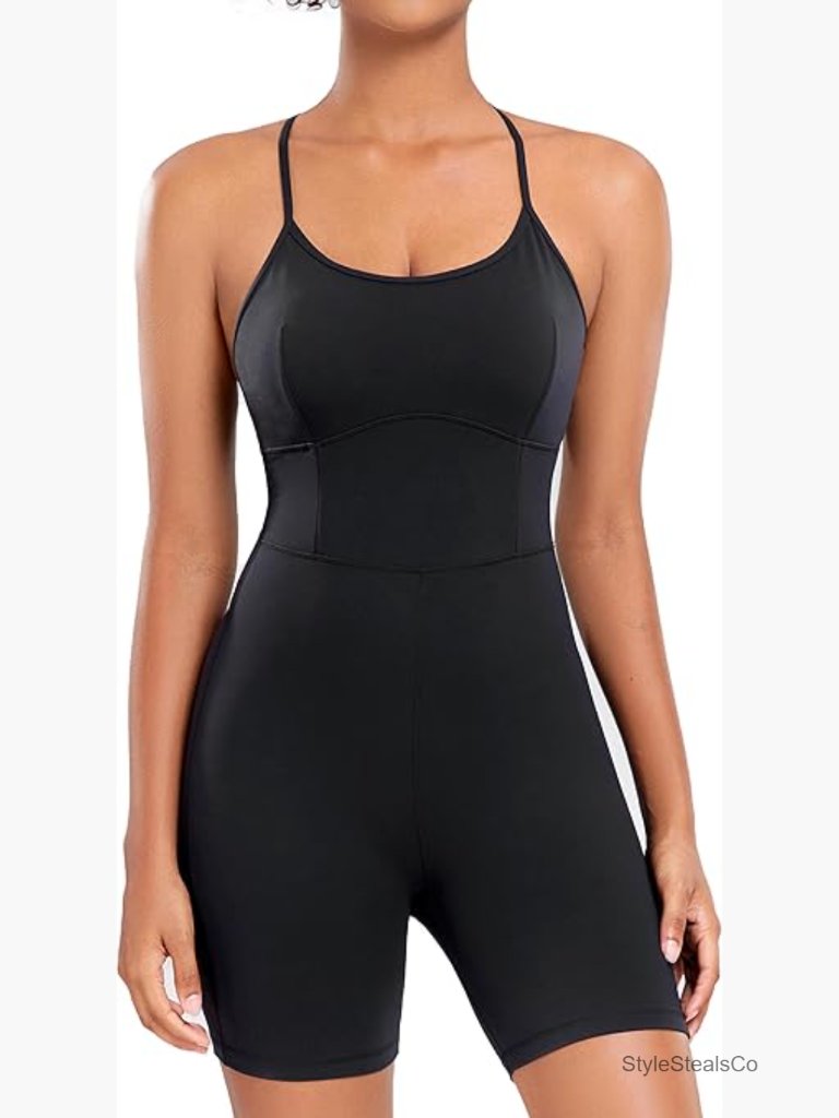 Tummy Control Spaghetti Strap Romper Jumpsuit Workout One Piece